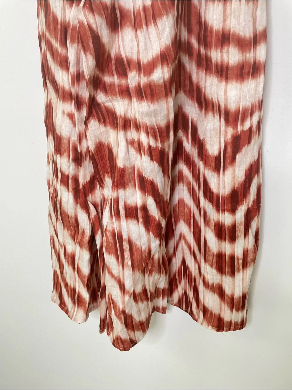 Boho Coastal | Banana Republic Linen Palazzzo Pants Meridian Rust Cream Tie Dye